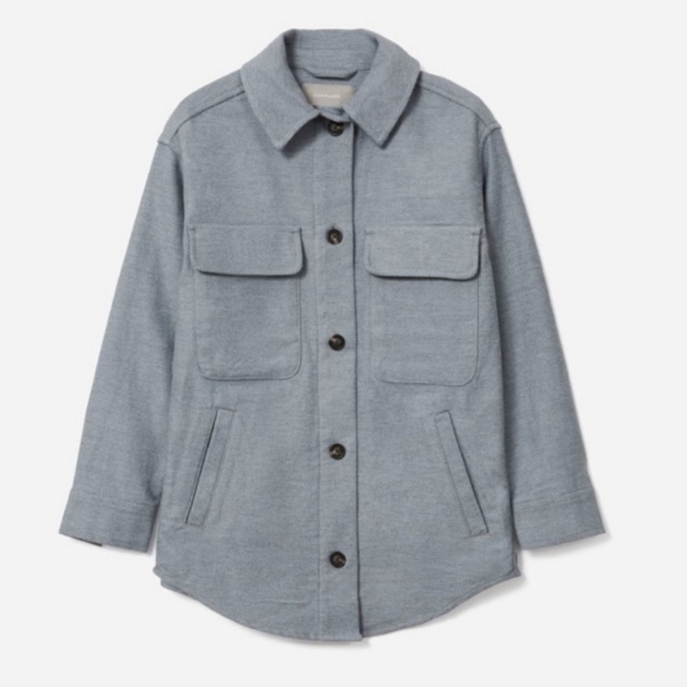 Everlane The Oversized‎ Shirt Jacket Women XS Shacket Blue Casual 100% Cotton